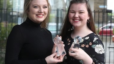 LtoR: Claire Williams (19) from Lucan, Dublin and Jenny Gillen (20) from Celbridge, Kildare won the Active Citizenship Award at the 2018 Concern Volunteer Awards on Saturday May 26, 2018. Photo: Jason Clarke / Concern Worldwide.