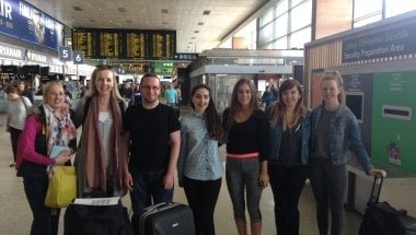 A quick group shot before we boarded the plane for a lifechanging trip. Photo taken by Saoirse Power, Brianna Walsh, Caoimhe Cummins and Beatrice Kelly