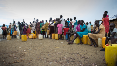 Beneficiaries waiting in line In the capital of Juba. Photo: Concern Worldwide. 