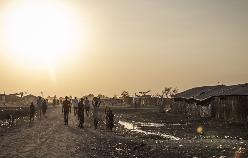 Sunset on an IDP camp in Bentiu, South Sudan