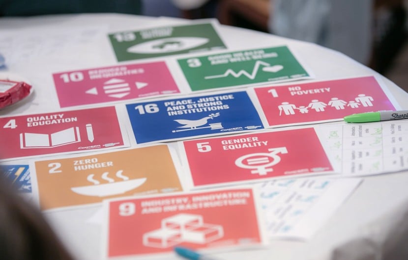 Sustainable Development Goals cards on table