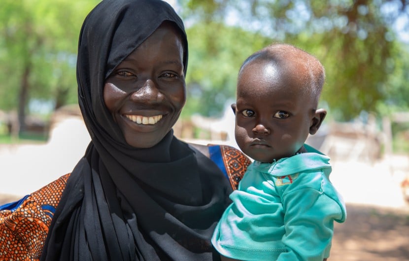Ayaan and Malual (18 months) at Lueth Ngor PHCU (Public Health Care Unit) in Aweil North. Photo: Eugene Ikua/Concern Worldwide