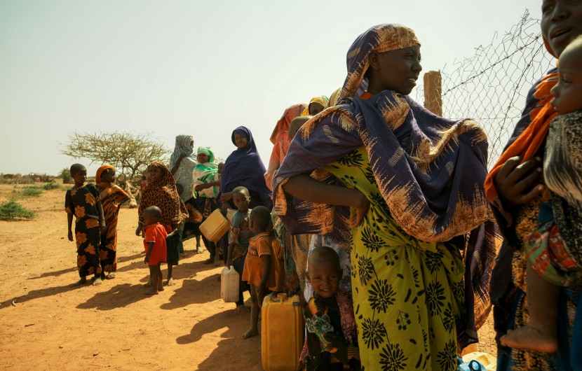 People queuing to collect water in Dollo Bay Wordea in the Somali region of Ethiopia. Photo: Adnan Ahmed/Concern Worldwide