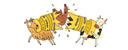 Animals pulling a cracker