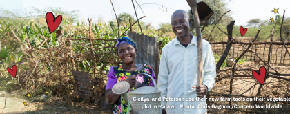 Two people on a farm in Malawi