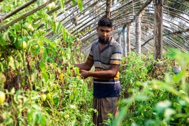 Esanuel among his crops