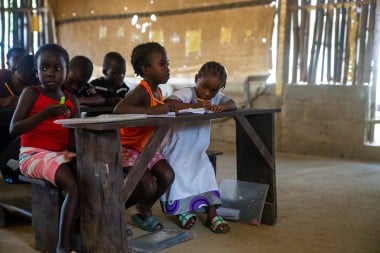 Students Pleasant, Handul and Pennita attend an accelerated learning centre
