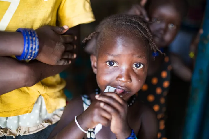 This young girl from Sudan can avoid malnutrition thanks to life-saving sachets of peanut paste. Photo: Steve De Neef / Concern Worldwide This young girl from Sudan can avoid malnutrition thanks to life-saving sachets of peanut paste. Photo: Steve De Neef / Concern Worldwide