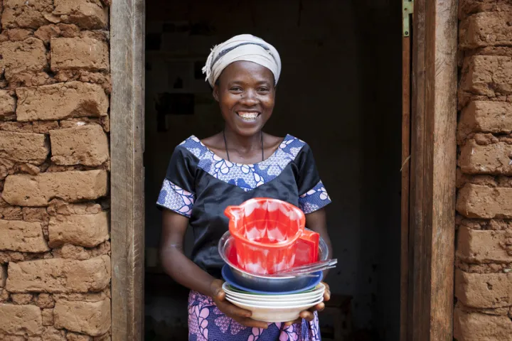 Jeanne improved hygiene in her home, thanks to these essential items. Photo: Abbie Trayler-Smith / Concern Worldwide Jeanne improved hygiene in her home, thanks to these essential items. Photo: Abbie Trayler-Smith / Concern Worldwide