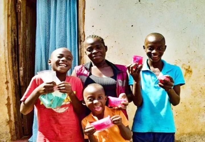 Lizzie and her children Mathews, Given and Trust now have the soap they need to protect themselves in Malawi. Photo: Concern Worldwide. Lizzie and her children Mathews, Given and Trust now have the soap they need to protect themselves in Malawi. Photo: Concern Worldwide.