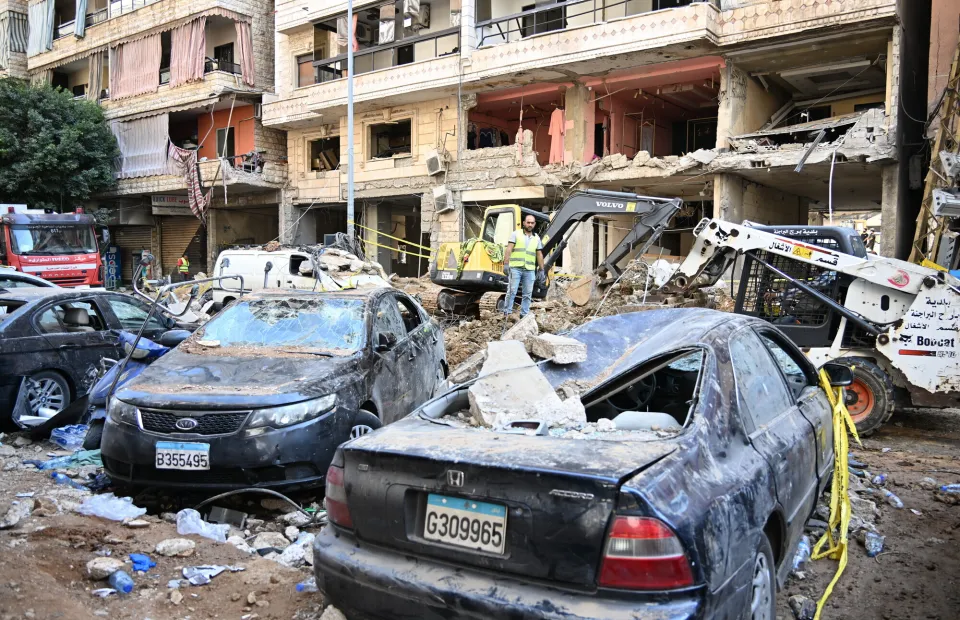 Destruction caused by an airstrike in Lebanon