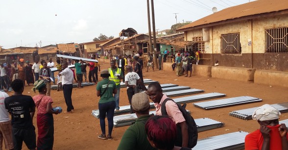 Locals register with Concern to receive assistance.