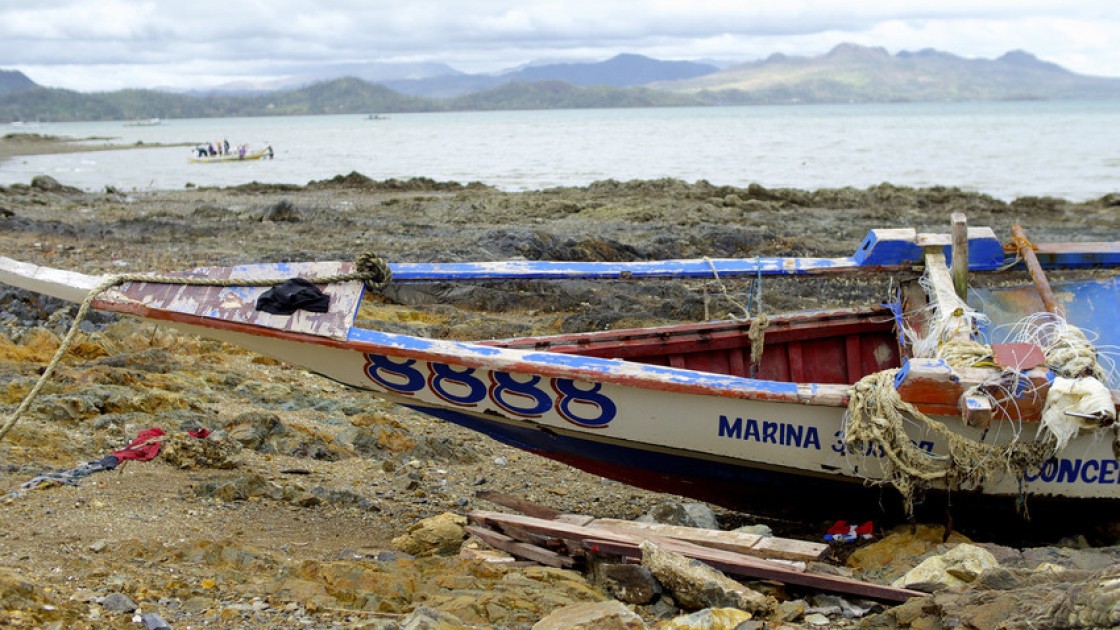 Boats destroyed by Typhoon Haiyan in the Philippines