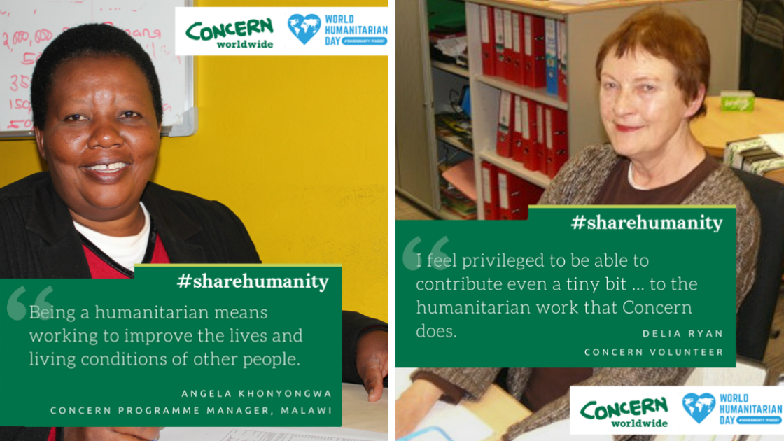 Angela Khonyongwa and Delia Ryan, everyday humanitarians for Concern Worldwide. World Humanitarian Day.