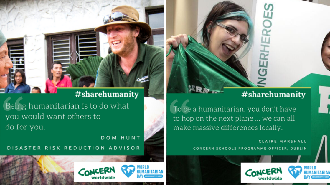 Dom Hunt and Claire Marshall, everyday humanitarians for Concern Worldwide. World Humanitarian Day.