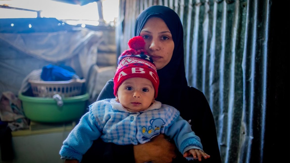 Nahida and little Adham in Lebanon
