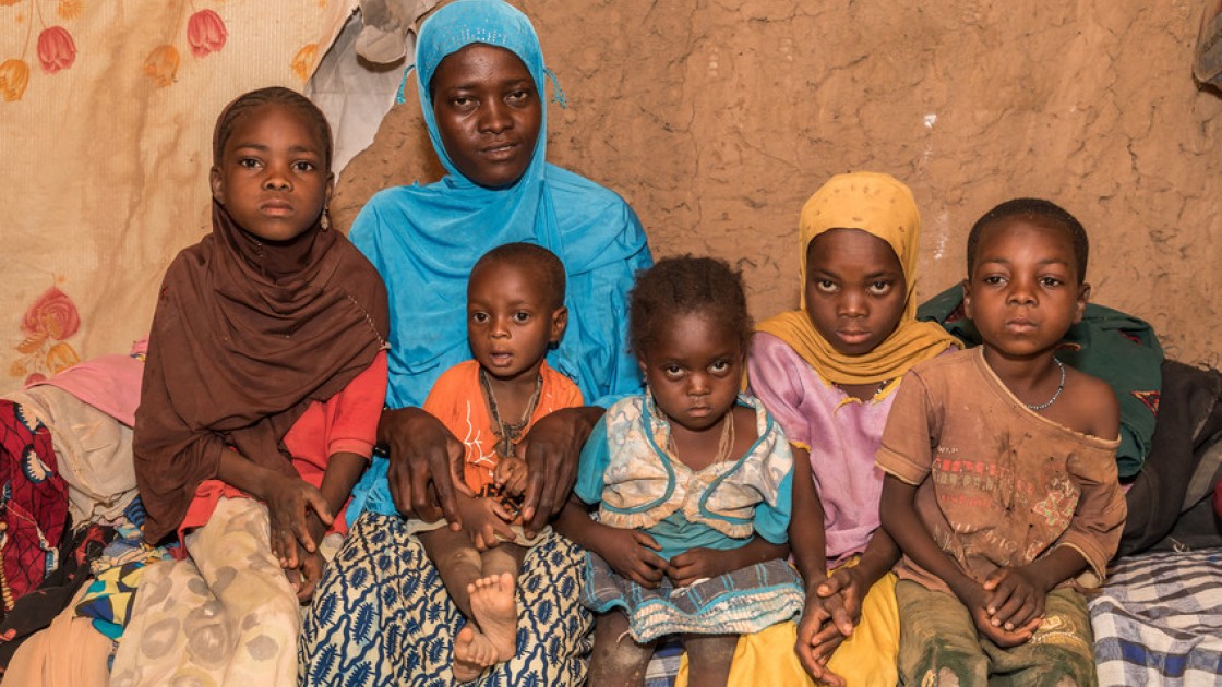 Rouaya Zahirou with her five children - Naria, Sabira, Illwane, Chamsiya and Salouhou.