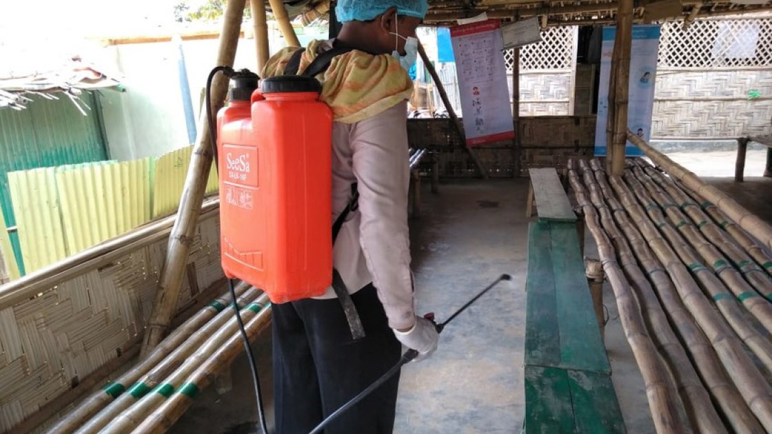 A Concern nutrition centre being disinfected in Cox's Bazar