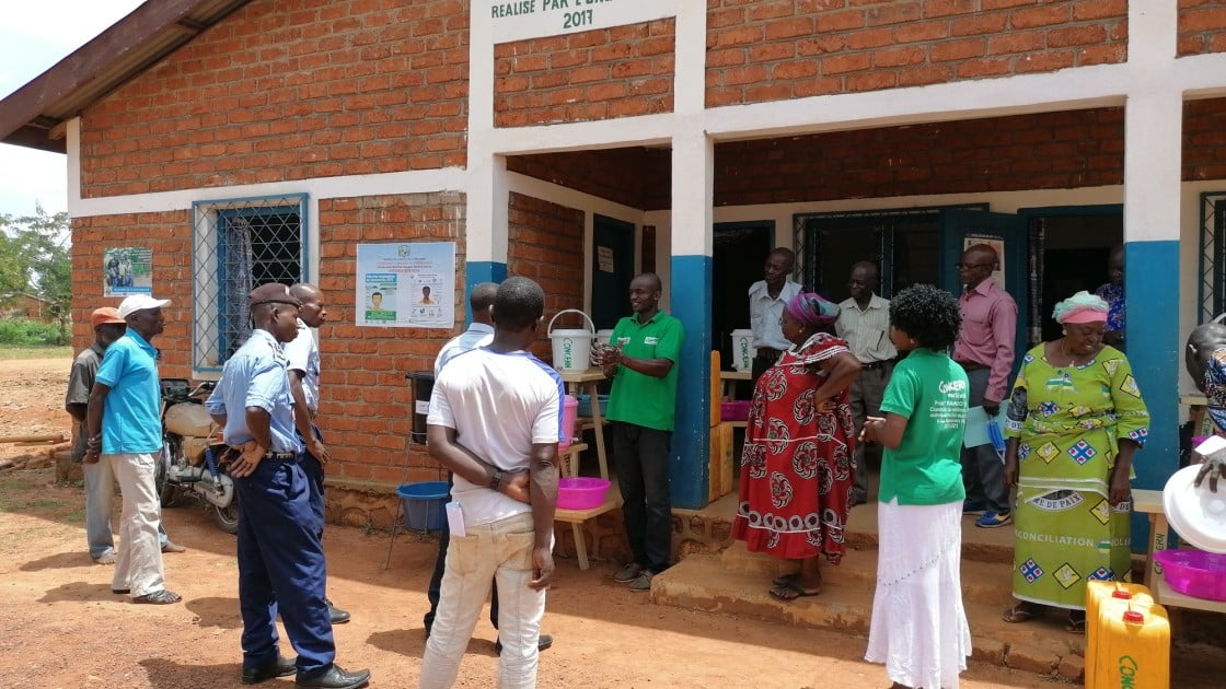 As a preventative measure to Covid-19 Concern Worldwide hosted an awareness building session including a hand washing demonstration, at the office of the mayor, Bossembele, Ombella M’Poko, Central African Republic