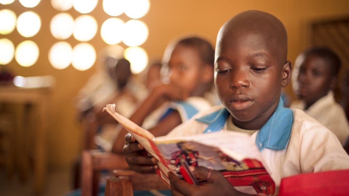 A pupil from Class 3, Baptist Primary School, Rowalla, Sierra Leone. Photo taken by Michael Duff/ Concern Worldwide.