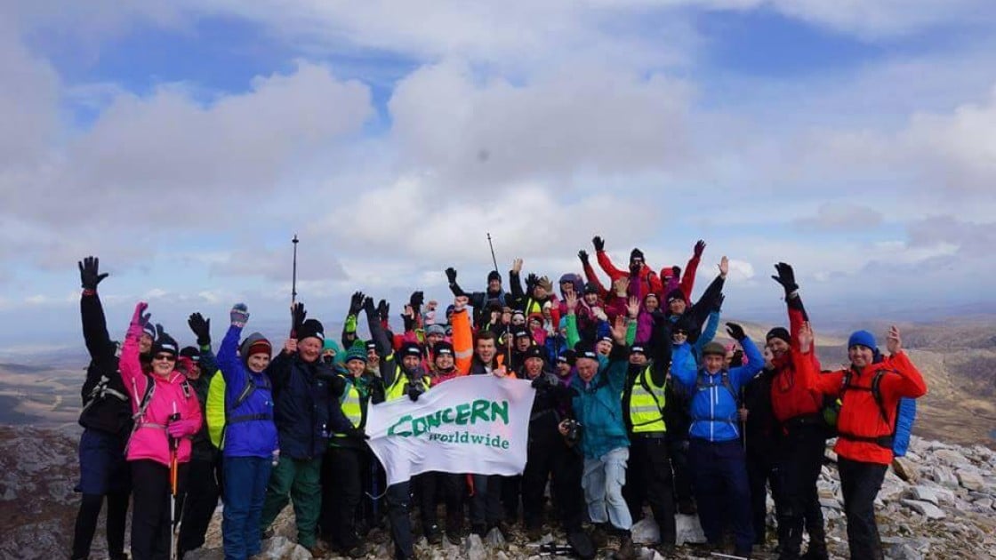 Concern fundraising hikers on Mount Errigal.