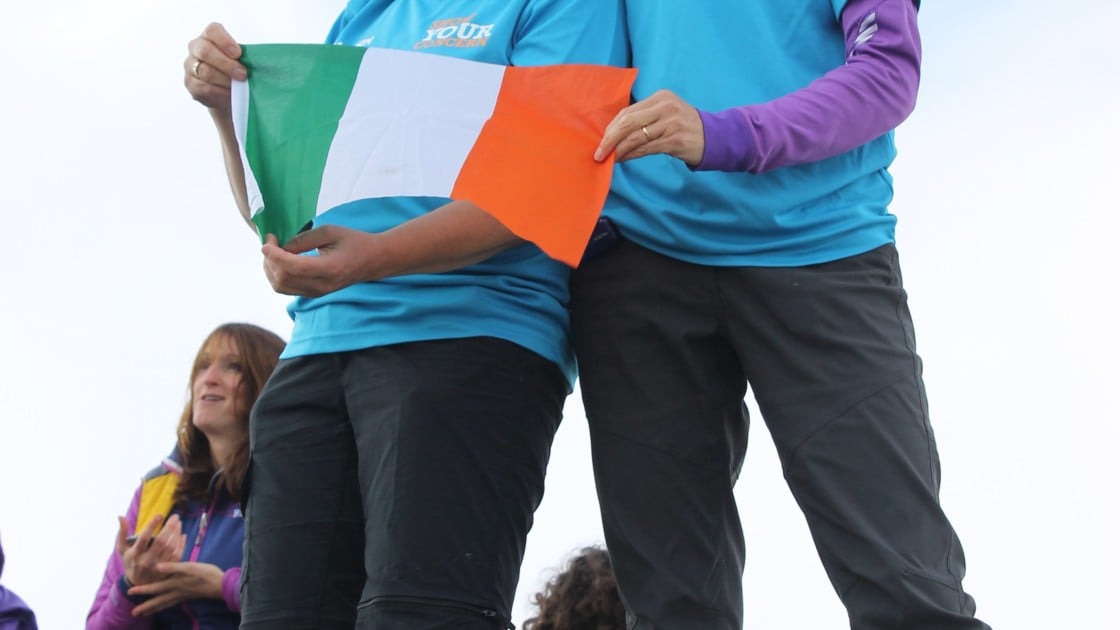 Concern fundraising hikers on Scafell Pike in 2015. Photo taken by Dermot Magee.