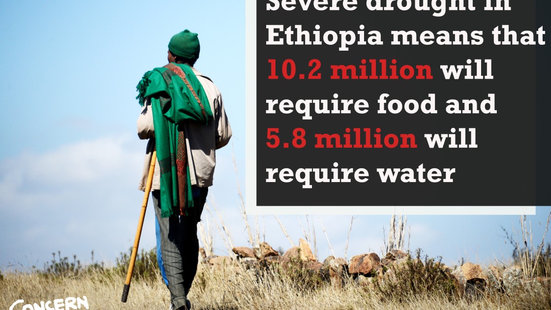 An Ethioipan farmer looks out over drought-stricken land. Credit: Eun Young Kim/Concern Worldwide.