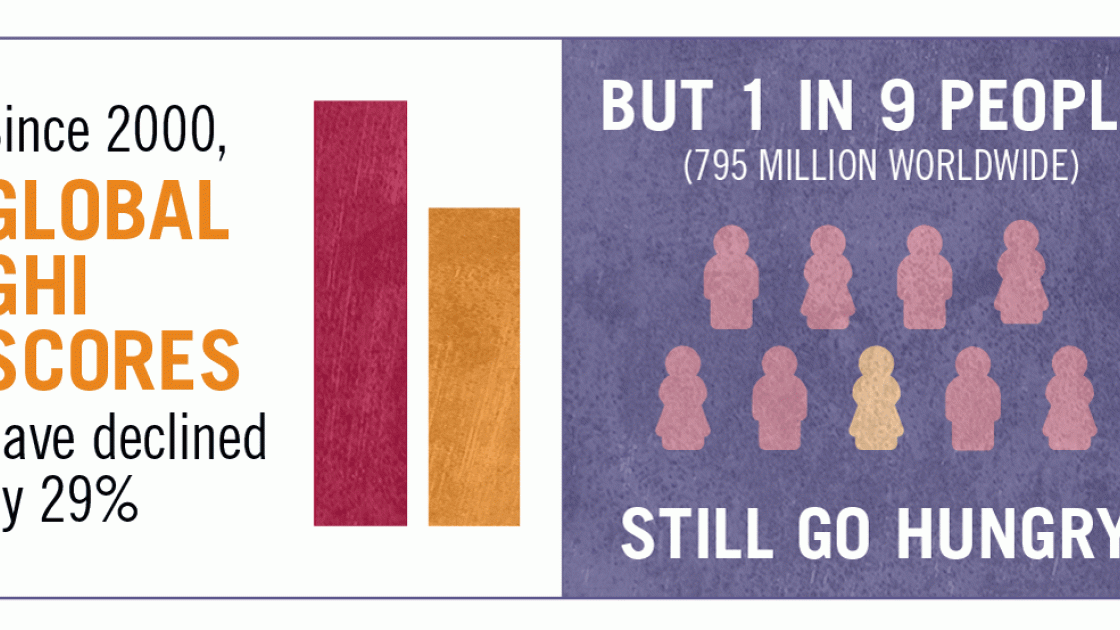 Since 2000, Global Hunger Index scores have declined by 29%, but one in nine people globally still go hungry every year. Infographic: Concern Worldwide