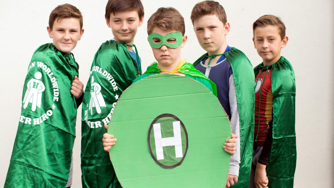 Hunger Heroes Nathan Poole, David Daly, Craig Doyle, Stephen Griffin and Jacob Mc Laughlin from Scoil na Mainistreach Celbridge Co Kildare. Photo: Jason Clarke Photography/Concern Worldwide.