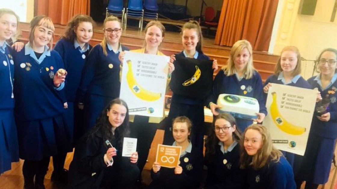 Teacher Sorcha Mellon with some of the students from Maryfield College Global Issues Group.