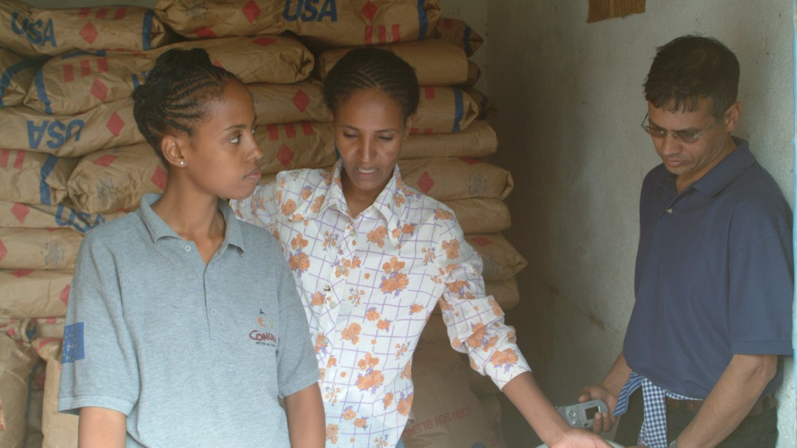 Janardhan Rao, Concern’s former Country Director in Eritrea, with his team in 2004. Photo: Connell Foley/Concern Worldwide.