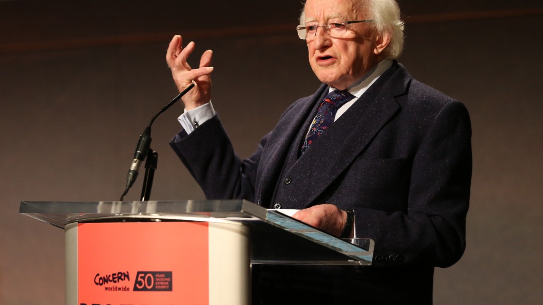 President Michael D. Higgins giving his keynote address at Concern Worldwide’s Resurge2018 in Dublin Castle on 7 September 2018. Photo: Photocall Ireland.