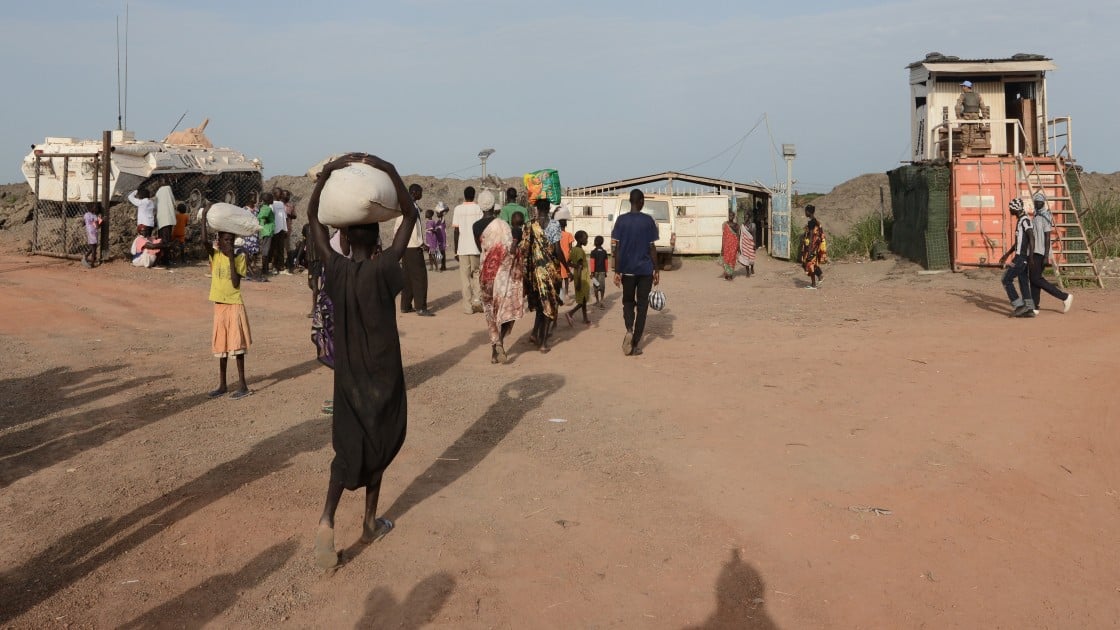 Bentiu Protection of Civilians Camp, Unity State, South Sudan, 2015. Eruption of civil war in December 2013 caused many civilians to flee to UN camps for protection. Photo: Connell Foley / Concern Worldwide