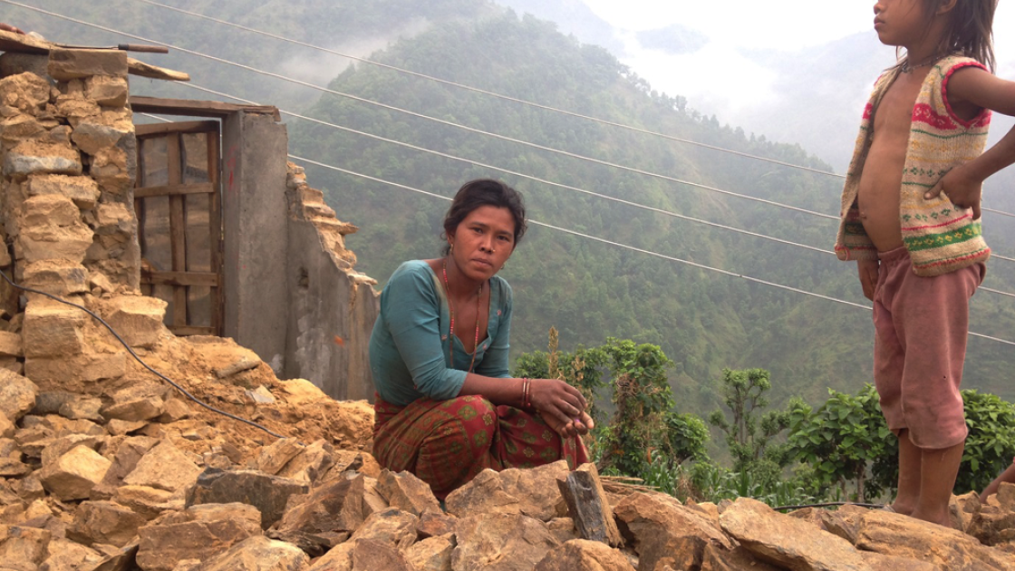 Kanchi Maya Wiava who is working with neighbours to clear the rubble from her home. Photo taken by Concern Worldwide.