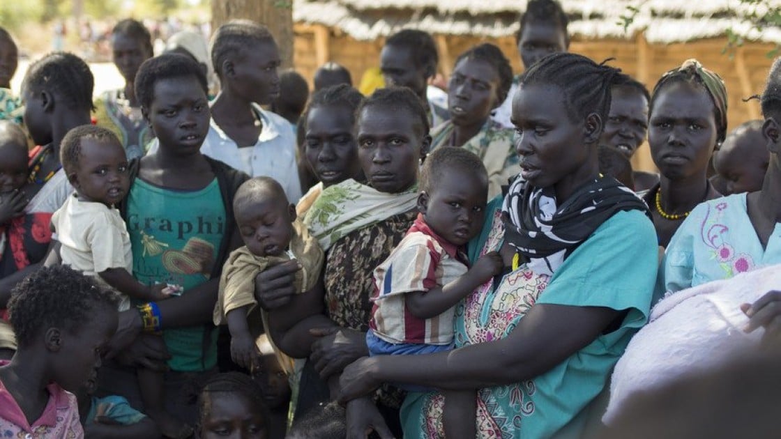 A mass nutrition screening of pregnant women, lactating mothers, and children under five in South Sudan. Photo: Kieran McConville/Concern Worldwide.