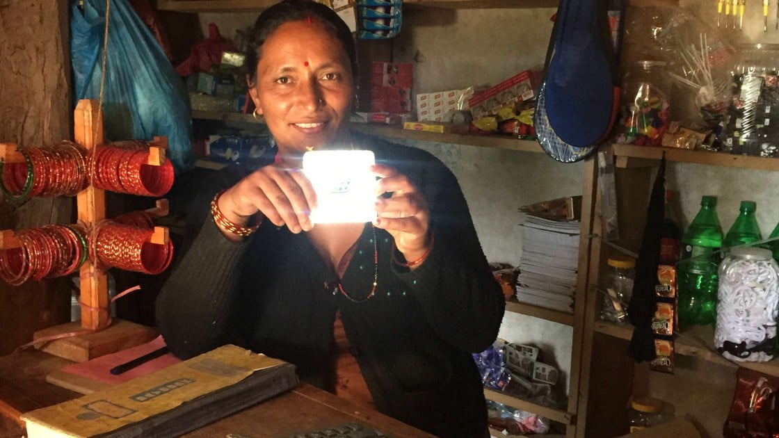 A solar panel light in Nepal. Photo: Concern Worldwide.