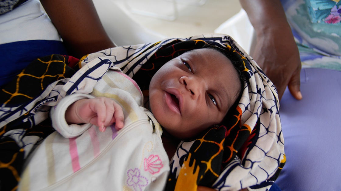 A newborn baby boy at the Community Care Center in John Logan Town, Grand Bassa, Liberia built by Concern Worldwide. Photo taken by Kieran McConville, 2015.
