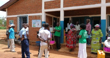 As a preventative measure to Covid-19 Concern Worldwide hosted an awareness building session including a hand washing demonstration, at the office of the mayor, Bossembele, Ombella M’Poko, Central African Republic 