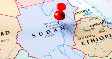 Image of map of Sudan and bordering countries