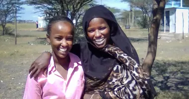 Botu Ali and her mother, Chiluke, near their home in Marsabit County