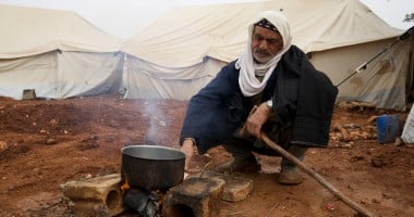 Man makes a fire