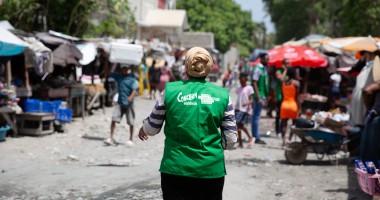 Concern team members on the streets of Cité Soleil in Port-au-Prince, Haiti. (Photo: Kieran McConville/Concern Worldwide)