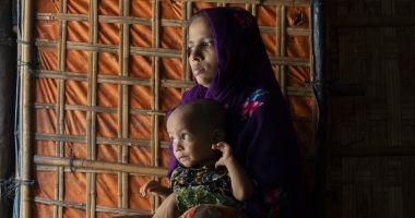 Kulsum* a Rohingya refugee, with with her 15-month child at Camp 13, Ukhiya, Cox's Bazar. (Photo: Saikat Mojumder/Concern Worldwide)