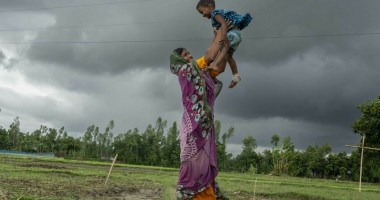 Once displaced by flooding, Sumi's family has now returned to her native village thanks to the flood-resistant housing. Photo: Saikat Mojumder/Concern Worldwide