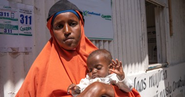 Caption: Naima (22) is married with two young daughters: Jamilah, who is 2 years and 8 months old, and Leyla who is 6 months old. Naima currently lives in Mogadishu, as an IDP. Photo: Eugene Ikua/Concern Worldwide