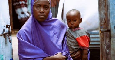 Mother-of-four Amburo whose one-year-old son was severely malnourished but received the treatment he needed from Concern health and nutrition programme in Mogadishu, Somalia, before she received cash-aid from the Somali Cash Consortium to help them rebuild their lives.