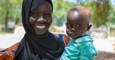 Ayaan and Malual (18 months) at Lueth Ngor PHCU (Public Health Care Unit) in Aweil North. Photo: Eugene Ikua/Concern Worldwide