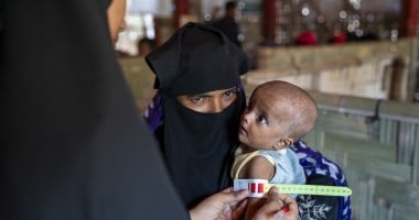 Ismat Ara* (42) visits a Concern nutrition centre with her malnourished child Ashmita* (9 months)