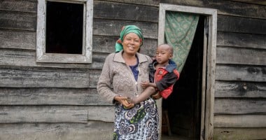 Mutesi Mururugwerwa is back in her home village after spending several months with her young children in a camp for displaced people Photo: Samuel Isenge/Concern Worldwide