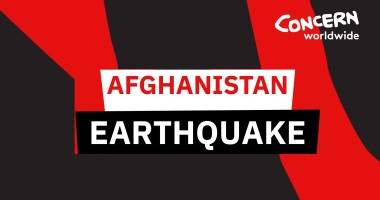 Black and red background with Afghanistan Earthquake written on top